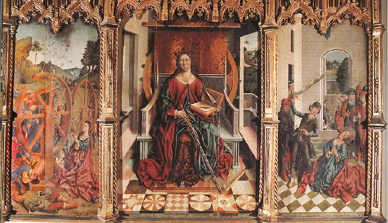 GALLEGO, Fernando Triptych of St Catherine  dfg oil painting picture